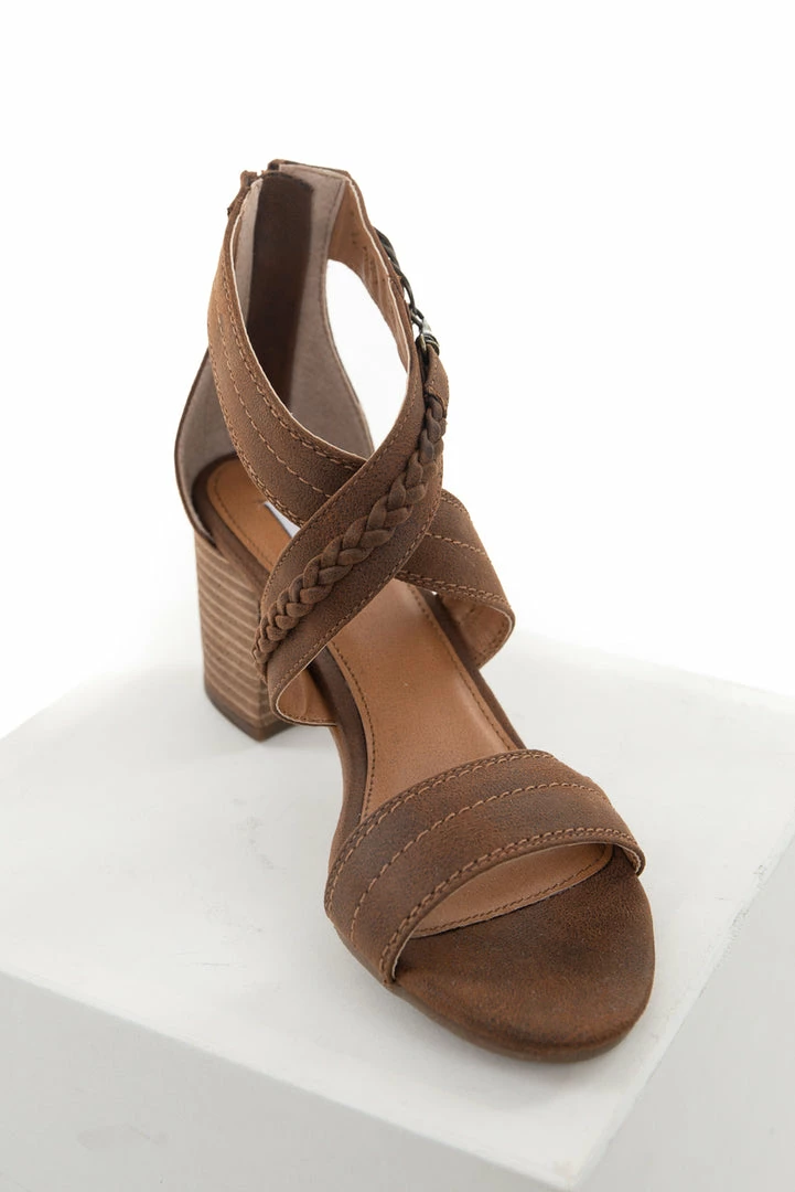 Brand Headquarters Walnut Criss Cross Strap Block Heel With Braided Detail Shoes 11 Brand Headquarters Walnut Criss Cross Strap Block Heel With Braided Detail Shoes