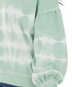 She + Sky Pistachio Tie Dye Knit Top With Long Bubble Sleeves