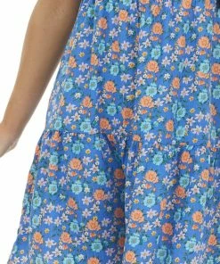Umgee Royal Blue Floral Print Sleeveless Short Dress