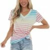 HEIMISH Rainbow Ombre Striped Short Sleeve Knit Tee Tops 1 HEIMISH Rainbow Ombre Striped Short Sleeve Knit Tee Tops