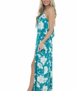 ROKOKO Dresses Pine Abstract Floral Print Woven Maxi Dress