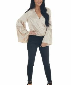 Peach Love Rich Champagne Leopard Surplice Satin Blouse Tops 33 Peach Love Rich Champagne Leopard Surplice Satin Blouse Tops