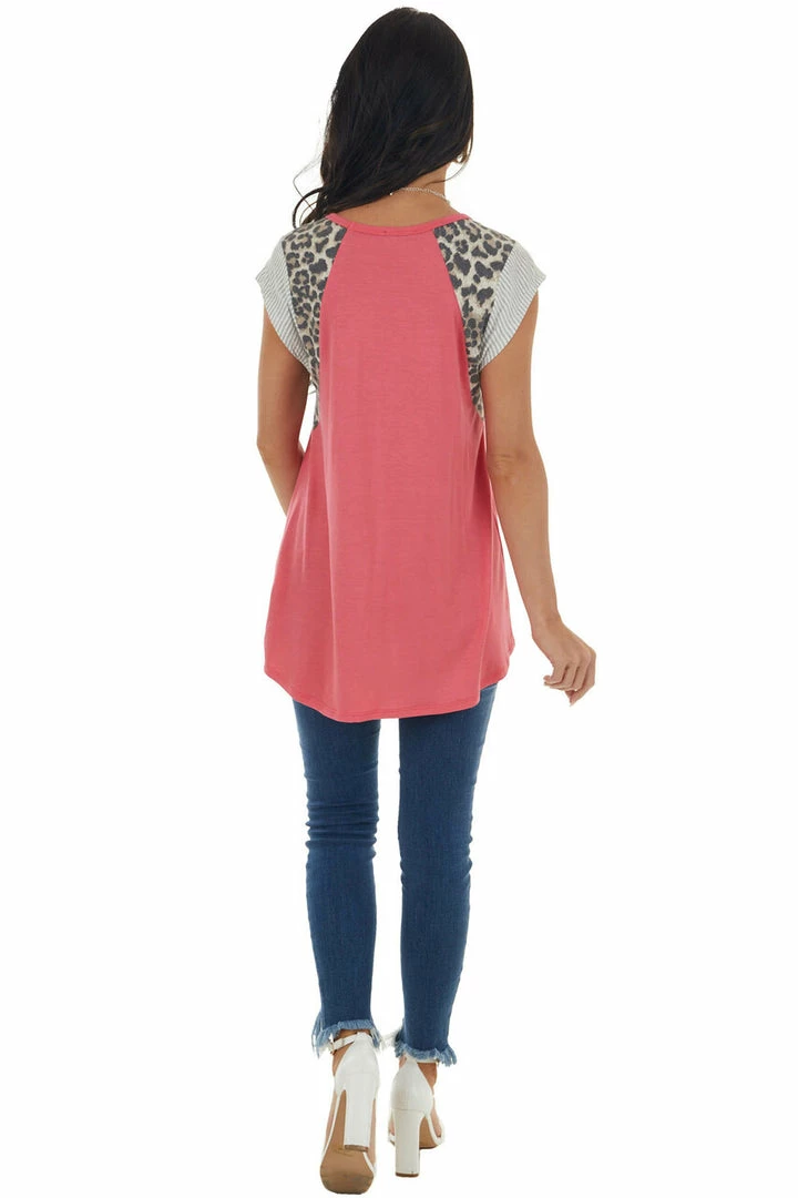 HEIMISH Tops Bright Punch Knit Top With Short Multiprint Raglan Sleeves 14 HEIMISH Tops Bright Punch Knit Top With Short Multiprint Raglan Sleeves