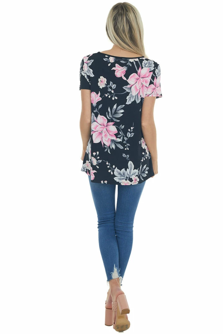 HEIMISH Black Floral Print Knit Top With Chest Cut Out Tops 11 HEIMISH Black Floral Print Knit Top With Chest Cut Out Tops