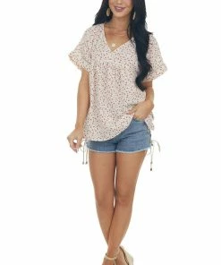 Ces Femme Tops Ivory Ditsy Floral Short Sleeve V Neck Top 23 Ces Femme Tops Ivory Ditsy Floral Short Sleeve V Neck Top