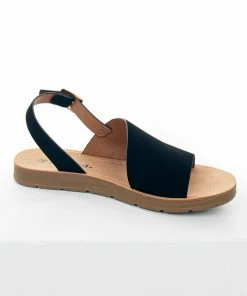 FORTUNE DYNAMIC Shoes Black Open Toe Split Strap Sling Back Sandals