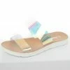 FORTUNE DYNAMIC Nude Faux Leather And Iridescent Strap Sandals