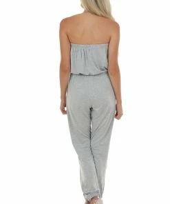 Eesome Dresses Steel Strapless Jumpsuit With Elastic Waist