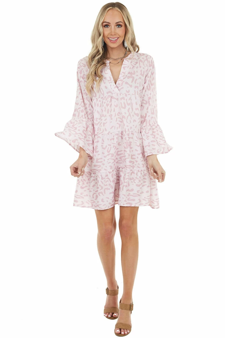 Shiying Fashion Blush Leopard Print Tiered Short Swing Dress Dresses 12 Shiying Fashion Blush Leopard Print Tiered Short Swing Dress Dresses