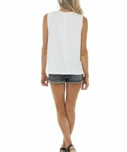 HYFVE Ivory Lightweight Sleeveless Stretchy Knit Tank Top Tops