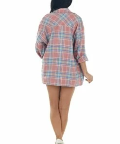 Lime 'N' Chili Punch Plaid Button Up Long Sleeve Shirt Jacket