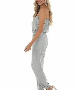 Eesome Dresses Steel Strapless Jumpsuit With Elastic Waist