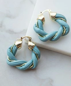 Noir Jewelry Accessories Steel Blue Twisted Gold Chunky Hoop Earrings 11 Noir Jewelry Accessories Steel Blue Twisted Gold Chunky Hoop Earrings