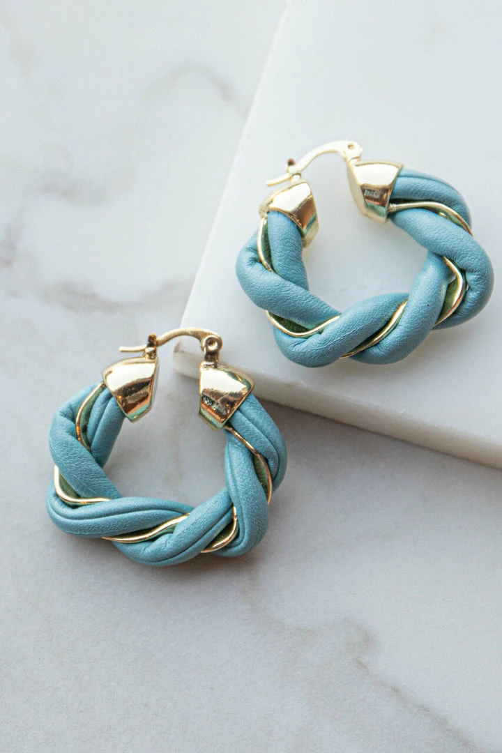 Noir Jewelry Accessories Steel Blue Twisted Gold Chunky Hoop Earrings 6 Noir Jewelry Accessories Steel Blue Twisted Gold Chunky Hoop Earrings