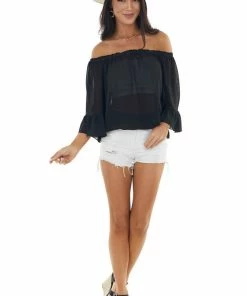 Ninexis Black Off The Shoulder Top With Ruffle Detail 13 Ninexis Black Off The Shoulder Top With Ruffle Detail