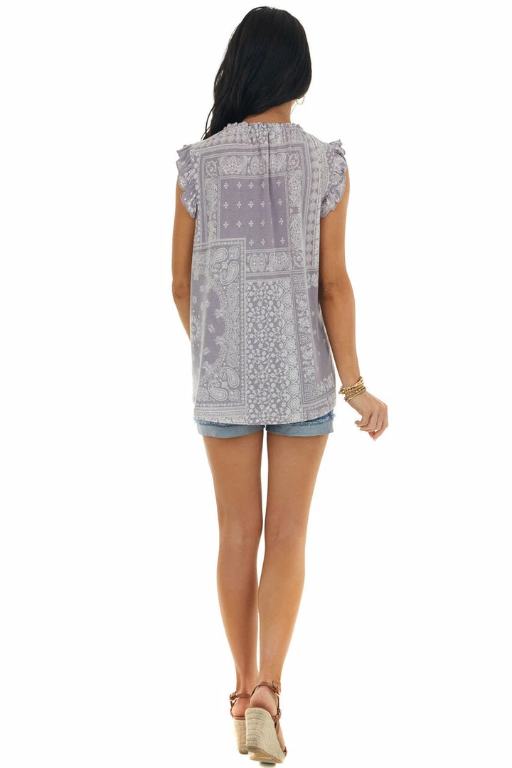 Ces Femme Lavender Abstract Print Sleeveless Flowy Top 9 Ces Femme Lavender Abstract Print Sleeveless Flowy Top