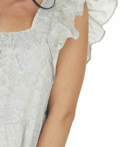 Ces Femme Dresses Coconut Floral Square Neck Tiered A Line Dress