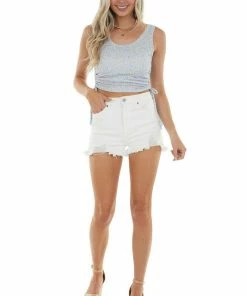 Peach Love Baby Blue Floral Print Tank Top