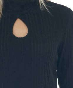 BiBi Black Mock Neck Long Sleeve Knit Top