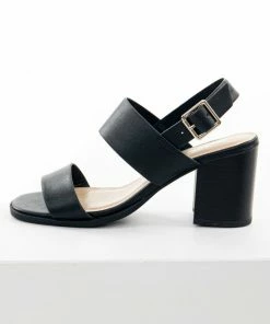 FORTUNE DYNAMIC Black Sling Back Block Heels Shoes