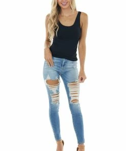 Nikibiki Tops Black Seamless Long Tank Top