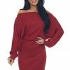 Lime Lush Cherry Ribbed Off Shoulder Dolman Sleeve Dress 1 Lime Lush Cherry Ribbed Off Shoulder Dolman Sleeve Dress