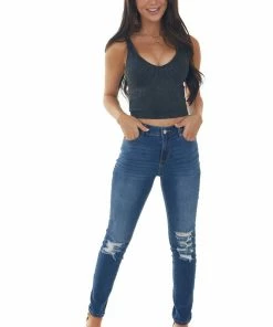 Wishlist Accessories Charcoal Mineral Wash Ribbed Padded Bralette 15 Wishlist Accessories Charcoal Mineral Wash Ribbed Padded Bralette