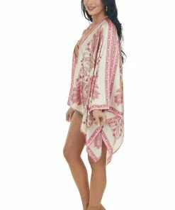 Entro Punch Paisley Print Handkerchief Hem Kimono