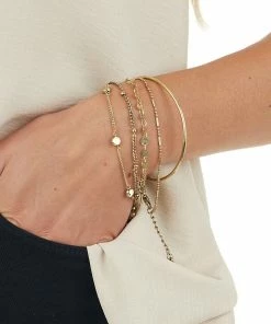 Boho Love Brushed Gold Bracelet Set With Chain Details