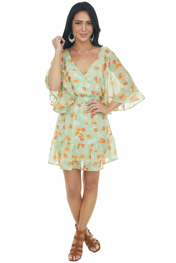 Peach Love Dresses Pistachio And Floral Print Mini Dress 6 Peach Love Dresses Pistachio And Floral Print Mini Dress