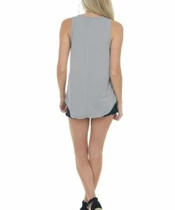 Style Melody Steel Lightweight Sleeveless Knit Top With Pocket Tops