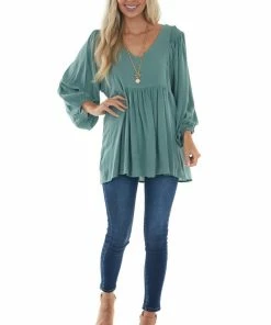 Jodifl Juniper Bubble Sleeve Babydoll Woven Top