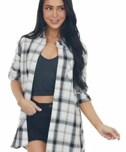ADORA Tops Black Plaid Long Sleeve Button Up Top 26 ADORA Tops Black Plaid Long Sleeve Button Up Top