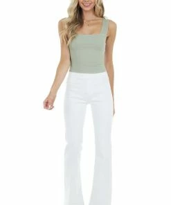 Cello Jeans Bottoms White Denim Flare Jeggings