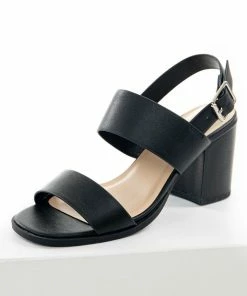 FORTUNE DYNAMIC Black Sling Back Block Heels Shoes