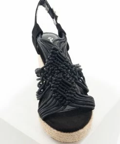 East Lion Corp. Shoes Black Woven Cord Espadrille Wedges