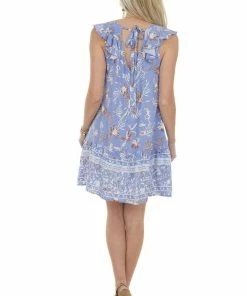 Jodifl Dresses Bright Lavender Floral Cap Sleeve Short Dress
