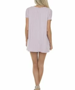 ANGIE Tops Mauve Oversized V Neck Short Sleeve Top 26 ANGIE Tops Mauve Oversized V Neck Short Sleeve Top