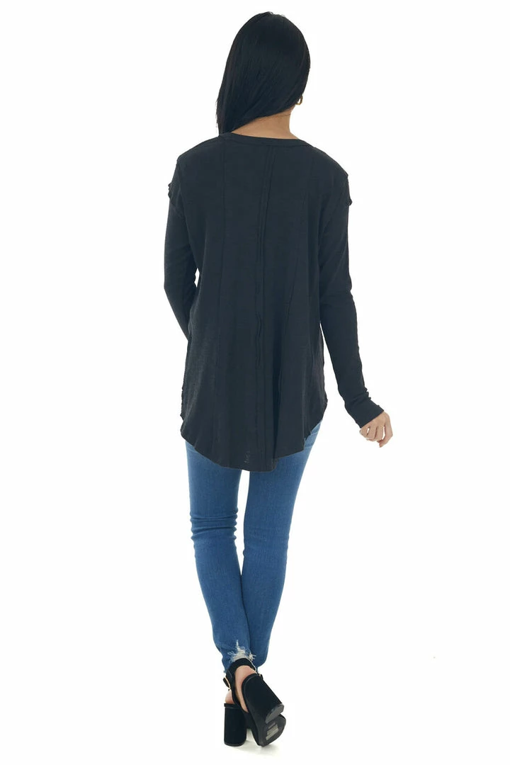 143 Story Black Scoop Neckline Rounded Hem Knit Top Tops 12 143 Story Black Scoop Neckline Rounded Hem Knit Top Tops