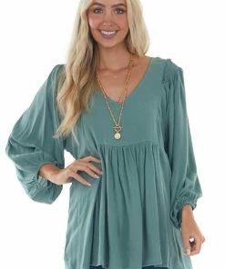 Jodifl Juniper Bubble Sleeve Babydoll Woven Top