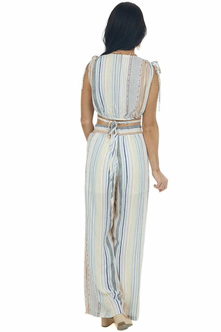 Illa Illa Tops Ivory Striped Woven Crop Top And Pants Set 8 Illa Illa Tops Ivory Striped Woven Crop Top And Pants Set