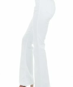Cello Jeans Bottoms White Denim Flare Jeggings