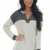 BiBi Charcoal And Cream Button Detailed Knit Top 2 BiBi Charcoal And Cream Button Detailed Knit Top