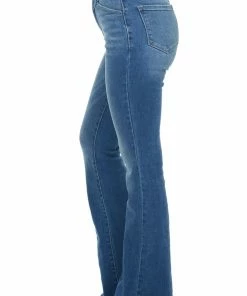 KanCan Bottoms Medium Wash High Rise Frayed Hem Flare Jeans