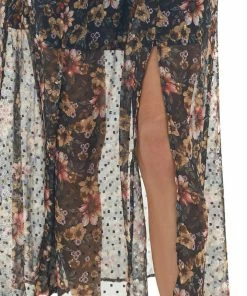 Peach Love Mustard Floral Swiss Dot V Neck Maxi Dress Dresses 31 Peach Love Mustard Floral Swiss Dot V Neck Maxi Dress Dresses