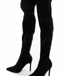 CJ Shoes Black Suede Stiletto Heel Thigh High Boots