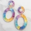 LucyLou Multicolor And Gold Raffia Oval Dual Earrings Accessories 2 LucyLou Multicolor And Gold Raffia Oval Dual Earrings Accessories