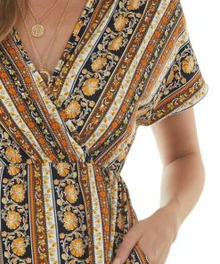 Haptics Mango And Black Striped Print Short Dress