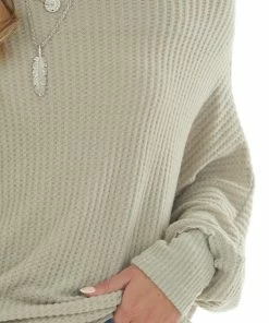 Kori America Light Sage Off The Shoulder Long Sleeve Top