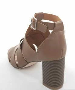Intouch Footwear Cognac Faux Leather Strappy Heeled Sandals Shoes 24 Intouch Footwear Cognac Faux Leather Strappy Heeled Sandals Shoes
